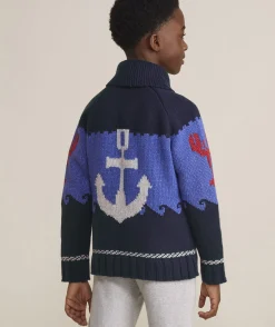 Vineyard Vines Boys’ Cotton Cashmere Cable Crewneck Sweater< Sweaters