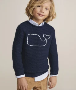 Vineyard Vines Boys’ Cotton Cashmere Cable Crewneck Sweater< Sweaters