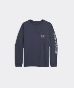 Vineyard Vines Boys' Heathered Two-Toned Whale Long-Sleeve Pocket Tee< Tees