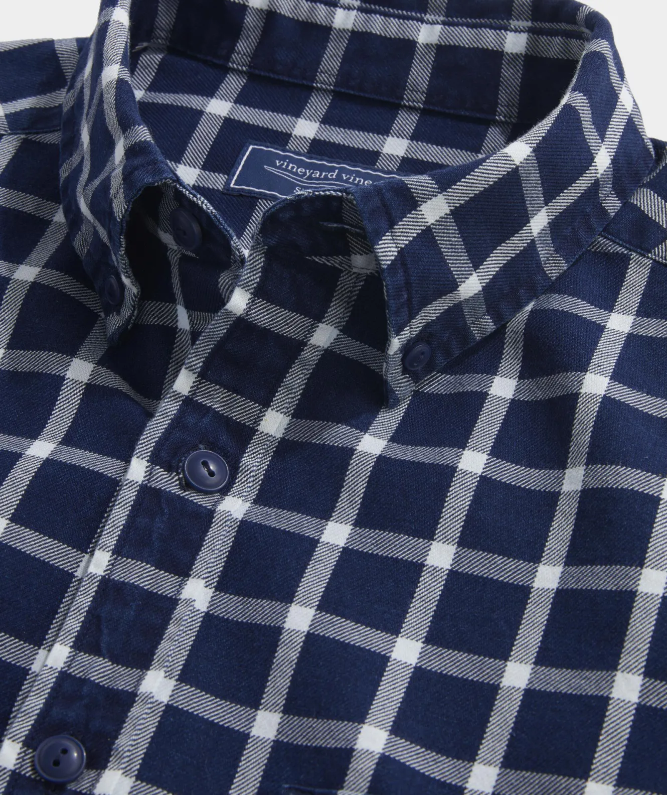 Vineyard Vines Cotton Twill Indigo Check Shirt< Button-Down Shirts