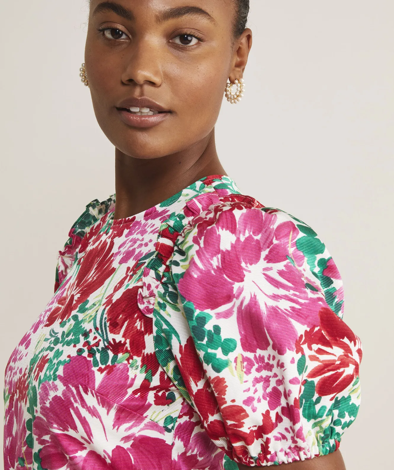 Vineyard Vines Fenwick Floral Puff-Sleeve Top< Shirts & Tops