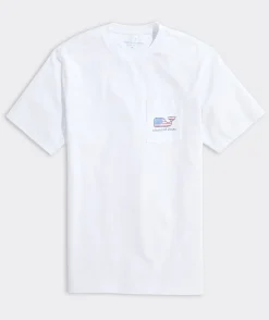 Vineyard Vines Flag Whale Short Sleeve Pocket Tee< Tees