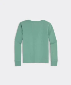 Vineyard Vines Girls' Glitter St. Patrick's Day Whale Long-Sleeve Pocket Tee< Tops, Tees & Polos