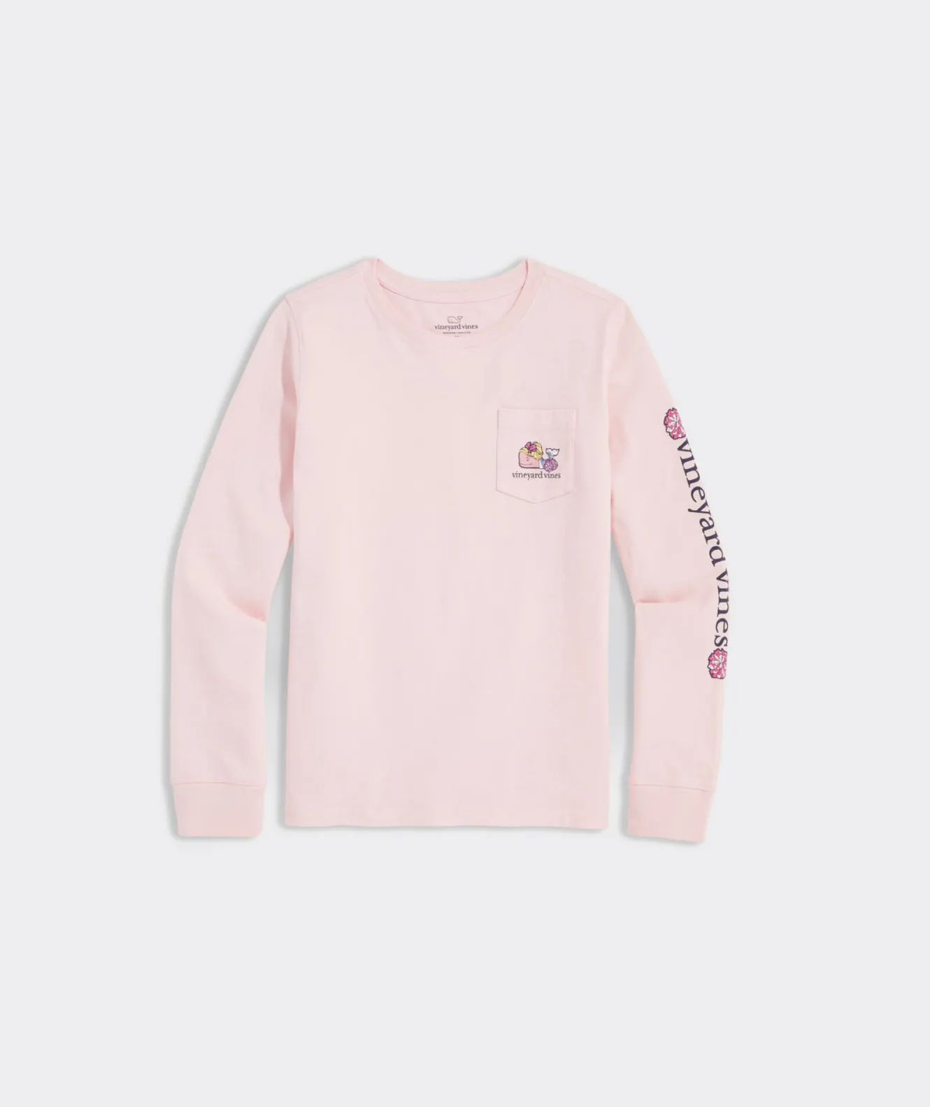 Vineyard Vines Girls' Heathered Vintage Whale Long-Sleeve Pocket Tee< Tops, Tees & Polos