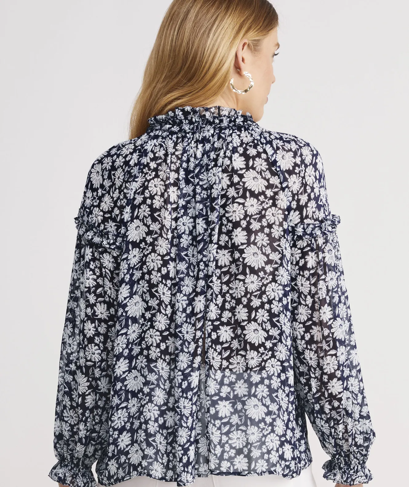 Vineyard Vines Harbor Seersucker Grid Print Ruffle Popover< Shirts & Tops