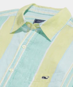Vineyard Vines Linen Short-Sleeve Wharf Stripe Shirt< Button-Down Shirts
