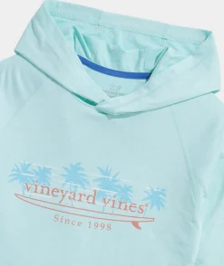 Vineyard Vines Palm Tree Surf Logo Long-Sleeve Harbor Performance Tee< Tees