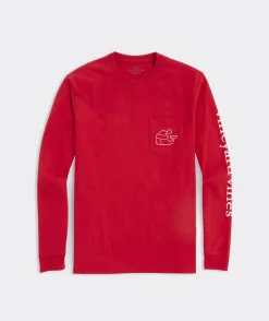 Vineyard Vines Vintage Santa Whale Long-Sleeve Pocket Tee< Tees